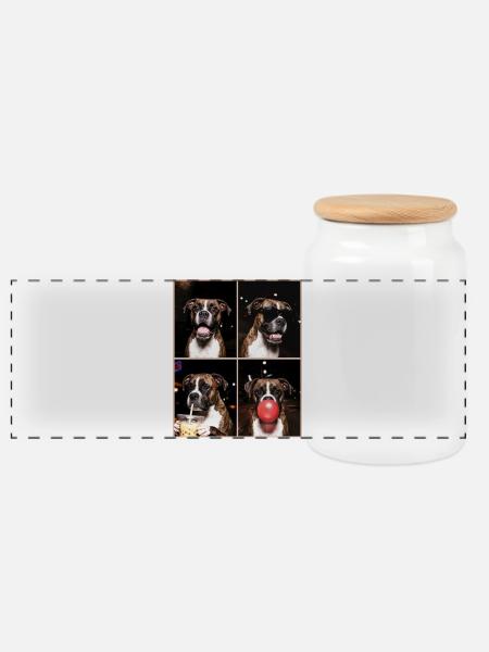 Hunde Boxer Hund - Panorama Keksdose mit Holzdeckel - Weiß