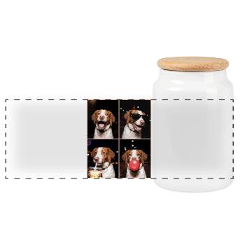 Hunde Brittany Hund - Panorama Keksdose mit Holzdeckel - Weiß - Vorne