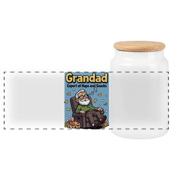 Großvater, Experte für Nickerchen und Snacks, lustiges Nickerchen - Panorama Keksdose mit Holzdeckel - Weiß - Vorne