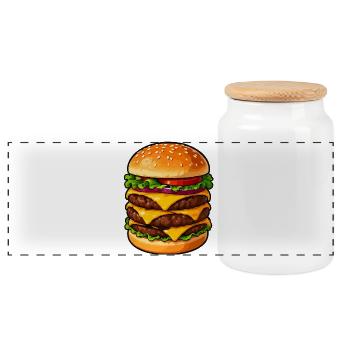 Dreifacher Cheeseburger Kraft - Panorama Keksdose mit Holzdeckel - Weiß - Vorne