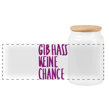 Gib Hass Keine Chance - Panorama Keksdose mit Holzdeckel - Weiß - Vorne