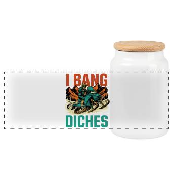 Ditch Banging Schlittenfahrer – Schneemobil Schneemobilfahren - Panorama Keksdose mit Holzdeckel - Weiß - Vorne