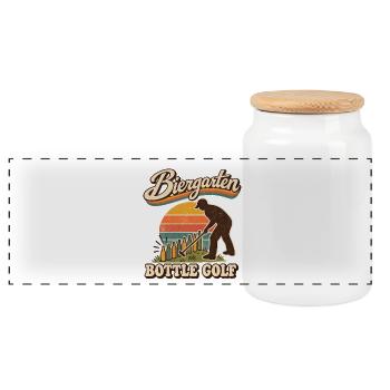 Biergarten Bottle Golf Retro - Panorama Keksdose mit Holzdeckel - Weiß - Vorne