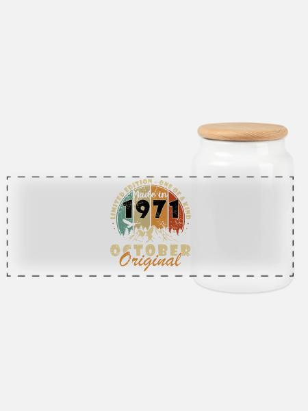55. Geburtstag Geschenk Mann Best of Oktober 1971 - Panorama Keksdose mit Holzdeckel - Weiß