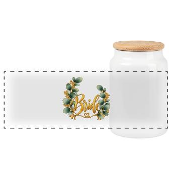 JGA Bride Braut Junggesellinnenabschied heiraten - Panorama Keksdose mit Holzdeckel - Weiß - Vorne