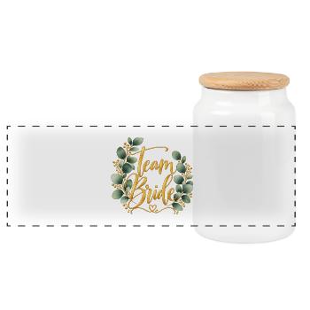 JGA Team Bride Braut Junggesellinnenabschied  - Panorama Keksdose mit Holzdeckel - Weiß - Vorne