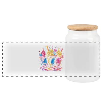 Eisbecher Vaporwave - Panorama Keksdose mit Holzdeckel - Weiß - Vorne