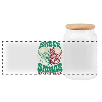 Sweet Savage Devil´s Club 666 - Halloween  - Panorama Keksdose mit Holzdeckel - Weiß - Vorne