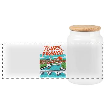 Vintage Style Tours France River Skyline - Panorama Keksdose mit Holzdeckel - Weiß - Vorne