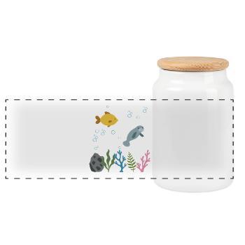 Fisch Unterwasser Kinder Seekuh Meeresleben - Panorama Keksdose mit Holzdeckel - Weiß - Vorne