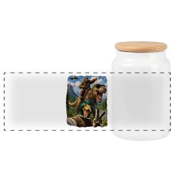 Mallard Duck Selfie Bigfoot T Rex UFO Funny Gifts - Panorama Keksdose mit Holzdeckel - Weiß - Vorne