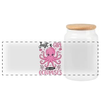 Just A Girl Who Loves Octopuses - Panorama Keksdose mit Holzdeckel - Weiß - Vorne