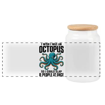  I Wish I Was An Octopus So I Could Slap 8 People - Panorama Keksdose mit Holzdeckel - Weiß - Vorne