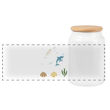 Wal Unterwasser Kinder Delfin Meeresbewohner - Panorama Keksdose mit Holzdeckel - Weiß - Vorne