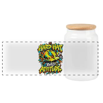 Graffiti Hard Hat Bad Attitude - Panorama Keksdose mit Holzdeckel - Weiß - Vorne