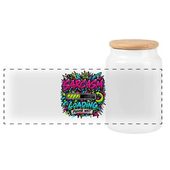 Sarcasm Loading Neon Graffiti - Panorama Keksdose mit Holzdeckel - Weiß - Vorne
