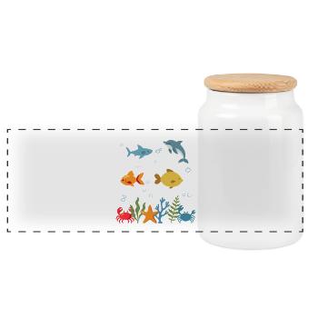 Hai Unterwasser Kinder Delfin Fisch Meeresleben - Panorama Keksdose mit Holzdeckel - Weiß - Vorne
