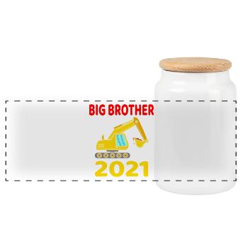 Big Brother 2021 Bagger Großer Bruder 2021 Bald - Panorama Keksdose mit Holzdeckel - Weiß - Vorne