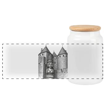 Festungs- und Büstenkönigin mittelalterliche Stadt - Panorama Keksdose mit Holzdeckel - Weiß - Vorne