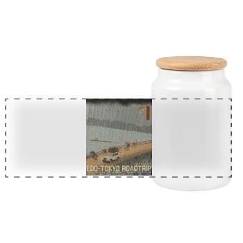 Edo Tokyo Road Trip Neo Ukiyo-e Japanese Art - Panorama Keksdose mit Holzdeckel - Weiß - Vorne