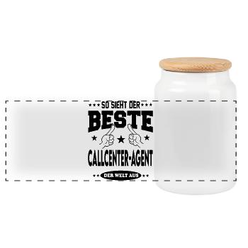 Callcenter Agent Der Beste Berufe Shirt Sterne - Panorama Keksdose mit Holzdeckel - Weiß - Vorne
