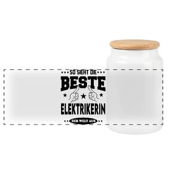Elektrikerin Die Beste der Welt Berufe  Arbeit - Panorama Keksdose mit Holzdeckel - Weiß - Vorne