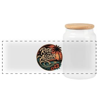 Ride the Aloha - Panorama Keksdose mit Holzdeckel - Weiß - Vorne