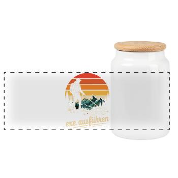 Programmierer Humor exe Echse ausführen - Panorama Keksdose mit Holzdeckel - Weiß - Vorne