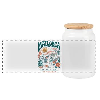 Mallorca Inselzauber 2027 - Panorama Keksdose mit Holzdeckel - Weiß - Vorne