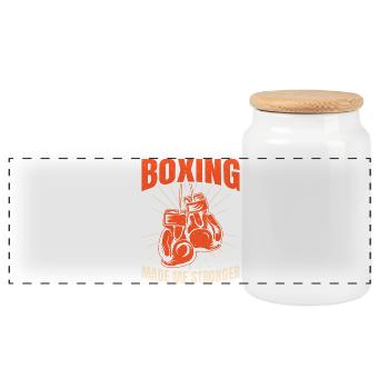 Boxing Made Me Stronger Gloves Boxing Gloves - Panorama Keksdose mit Holzdeckel - Weiß - Vorne