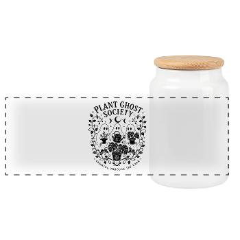 Plant Ghost Society - Panorama Keksdose mit Holzdeckel - Weiß - Vorne