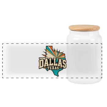 Texas Dallas Retro  - Panorama Keksdose mit Holzdeckel - Weiß - Vorne