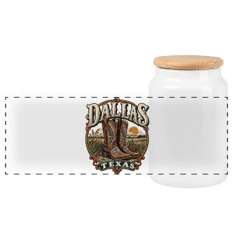 Texas Dallas Cowboy Stiefel - Panorama Keksdose mit Holzdeckel - Weiß - Vorne
