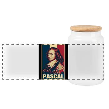 Blaise Pascal France Pop Art - Panorama Keksdose mit Holzdeckel - Weiß - Vorne