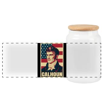 John C. Calhoun USA Pop Art - Panorama Keksdose mit Holzdeckel - Weiß - Vorne
