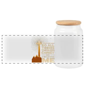 Ich kann alles durch Christus tun - Panorama Keksdose mit Holzdeckel - Weiß - Vorne