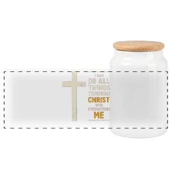 Ich kann alles durch Christus tun, der - Panorama Keksdose mit Holzdeckel - Weiß - Vorne