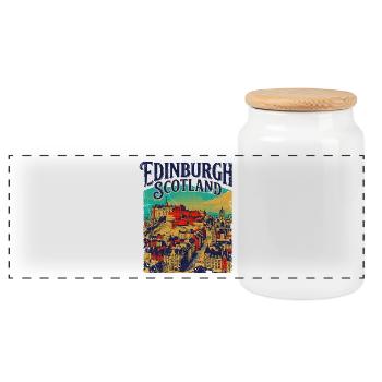 City Vintage Edinburgh Scotland Skyline - Panorama Keksdose mit Holzdeckel - Weiß - Vorne