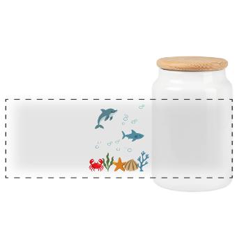 Delfin Unterwasser Kinder Hai - Panorama Keksdose mit Holzdeckel - Weiß - Vorne