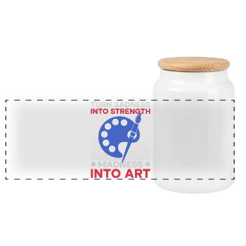 Funny Art Painter Madness Into Art Drawing - Panorama Keksdose mit Holzdeckel - Weiß - Vorne
