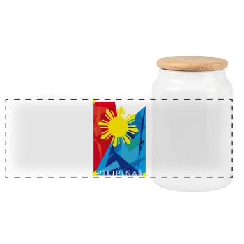 Philippinen Sonnenflagge Filipino Pride - Panorama Keksdose mit Holzdeckel - Weiß - Vorne