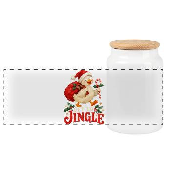 Jingle Duck Weihnachtsfreude - Panorama Keksdose mit Holzdeckel - Weiß - Vorne