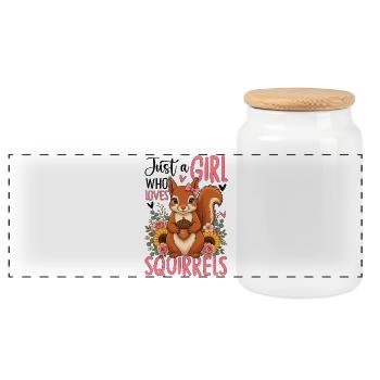 Just a Girl Who Loves Squirrels - Panorama Keksdose mit Holzdeckel - Weiß - Vorne