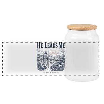 Psalm 23 Hirten-christliches Design - Panorama Keksdose mit Holzdeckel - Weiß - Vorne