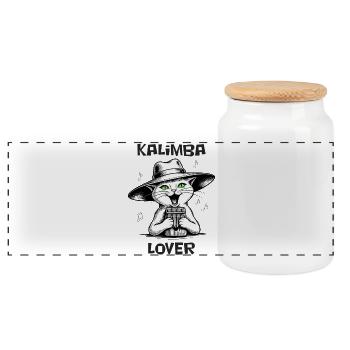 Katzenspiel Kalimba – Kalimba-Liebhaber - Panorama Keksdose mit Holzdeckel - Weiß - Vorne