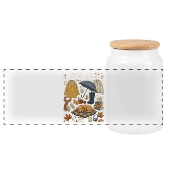 Herbstzauber Kuscheloutfit - Panorama Keksdose mit Holzdeckel - Weiß - Vorne