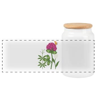 Tulpe Blumen Waldmeister Rotklee floral Zeichnung - Panorama Keksdose mit Holzdeckel - Weiß - Vorne