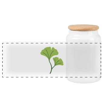 Ginkgo Pflanze Illustration Geschenkidee - Panorama Keksdose mit Holzdeckel - Weiß - Vorne