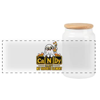 Geister Candy Elemente Design - Panorama Keksdose mit Holzdeckel - Weiß - Vorne