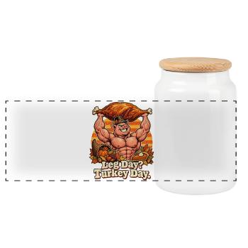 Thanksgiving Bodybuilder-Schwein Truthahn Spruch - Panorama Keksdose mit Holzdeckel - Weiß - Vorne